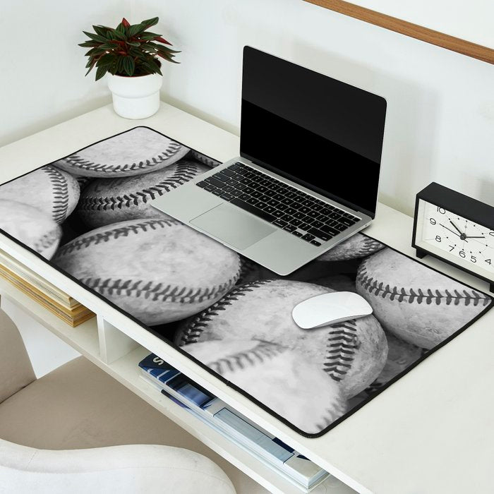 Baseballs Black & White Graphic Illustration Design Desk Mat Gallery Image 2