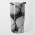 Baseballs Black & White Graphic Illustration Design Travel Mug Gallery Image 2