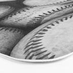 Baseballs Black & White Graphic Illustration Design Bath Mat Gallery Image 3