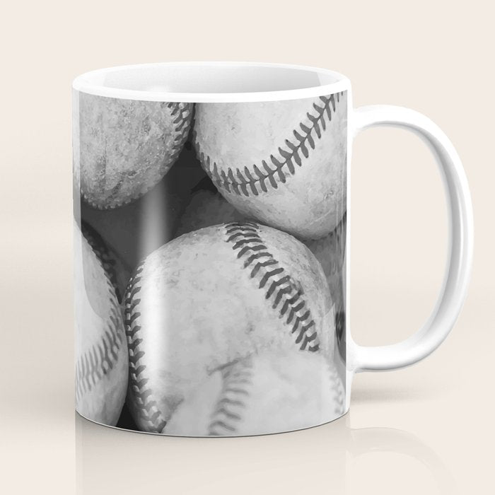 Baseballs Black & White Graphic Illustration Design Coffee Mug Gallery Image 1