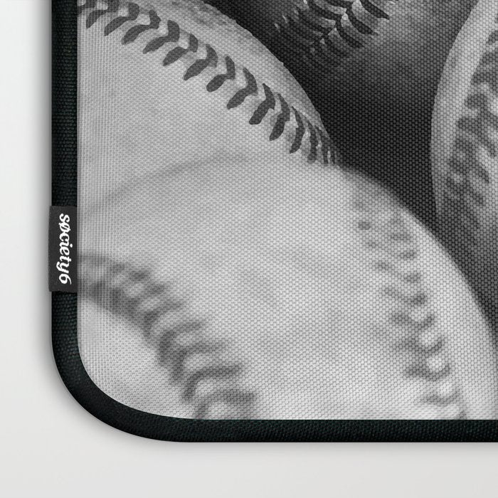 Baseballs Black & White Graphic Illustration Design Laptop Sleeve Gallery Image 3