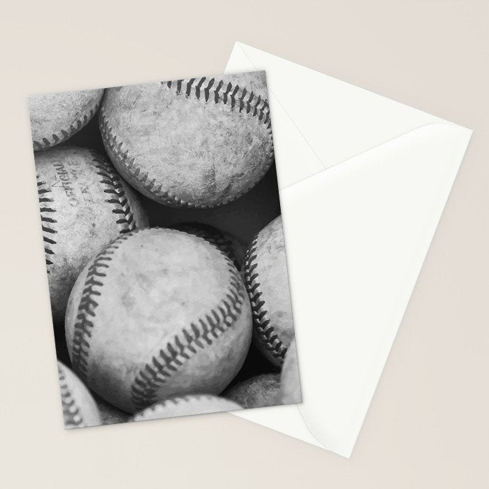 Baseballs Black & White Graphic Illustration Design Stationery Card Gallery Image 2