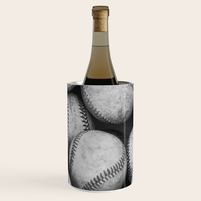 Baseballs Black & White Graphic Illustration Design Wine Chiller Gallery Image 1