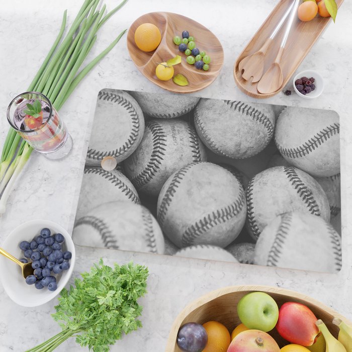 Baseballs Black & White Graphic Illustration Design Cutting Board Gallery Image 2