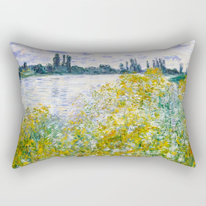 IÌle aux Fleurs near VeÌtheuil (1880) by Claude Monet Rectangular Pillow Gallery Image 1