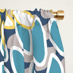 Modern, Floral Prints, Blue and Yellow Window Curtain Gallery Image 2