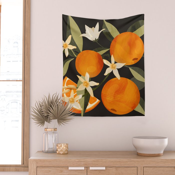 Oranges Botanical Art 1 Wall Tapestry Gallery Image 2