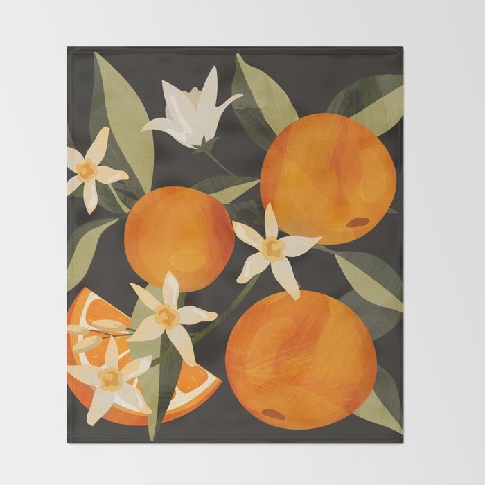 Oranges Botanical Art 1 Throw Blanket Gallery Image 2