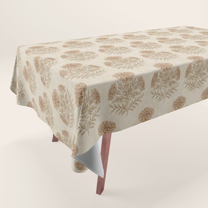 Marigold - faded terracotta and olive Tablecloth Gallery Image 1