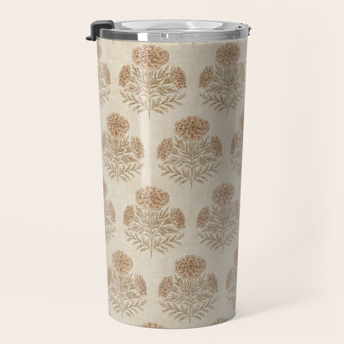 Marigold - faded terracotta and olive Travel Mug Gallery Image 3
