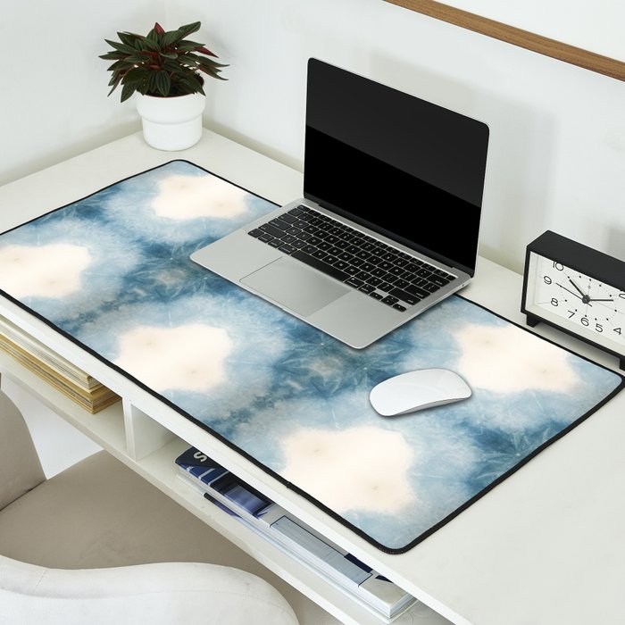 Shades of Light Blue Shibori Desk Mat Gallery Image 2