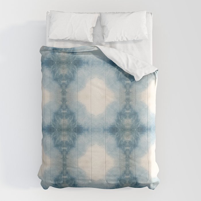 Shades of Light Blue Shibori Comforter Gallery Image 1
