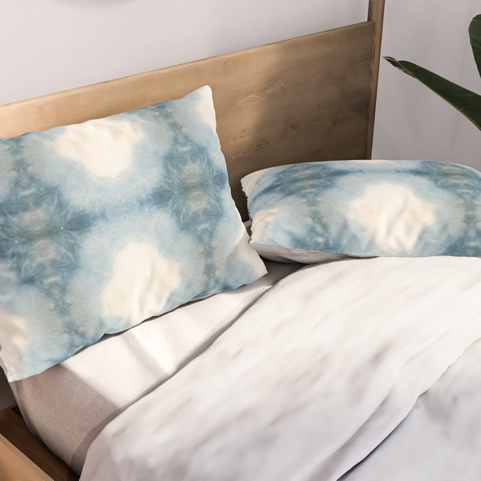Shades of Light Blue Shibori Pillow Sham Gallery Image 2