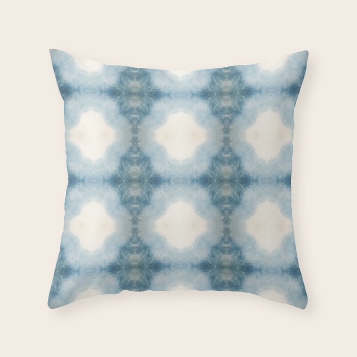 Shades of Light Blue Shibori Throw Pillow Gallery Image 6