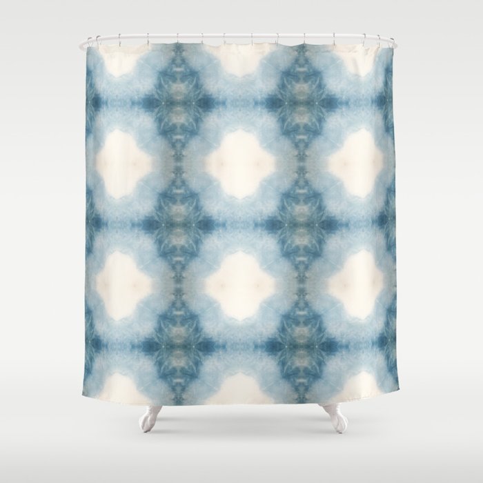 Shades of Light Blue Shibori Shower Curtain Gallery Image 1