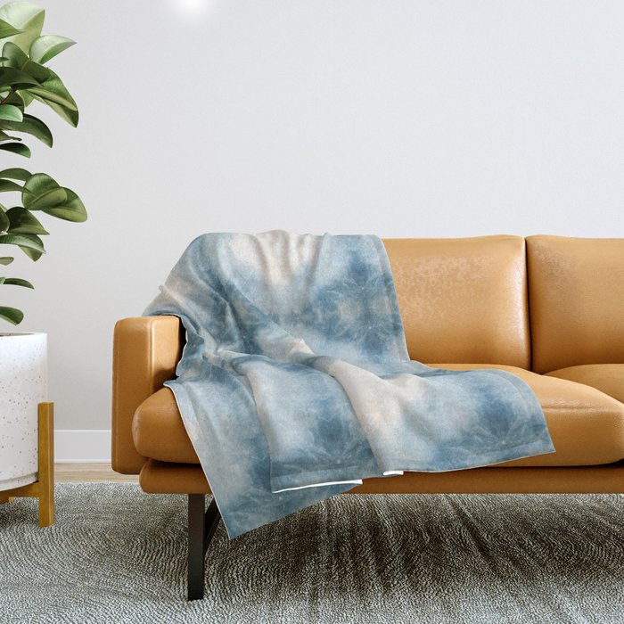 Shades of Light Blue Shibori Throw Blanket Gallery Image 1