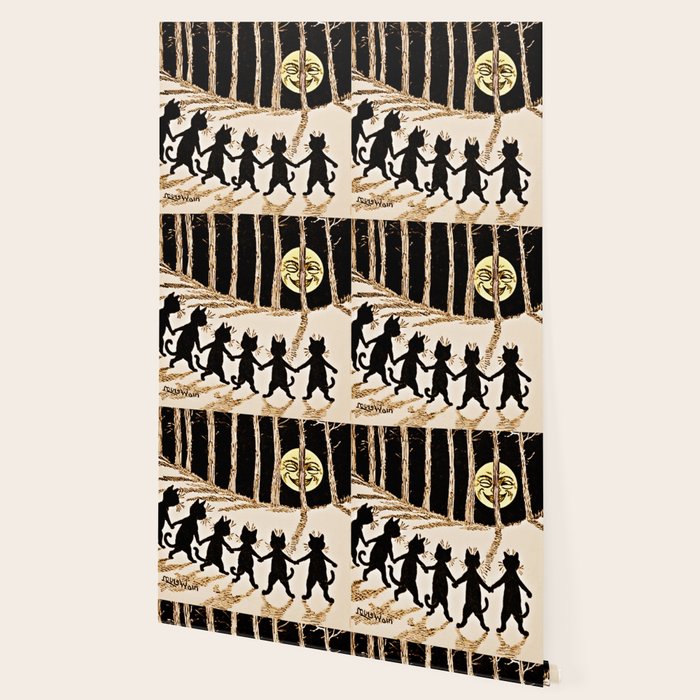 Louis Wain Black Cats & A Full Moon Wallpaper Gallery Image 2