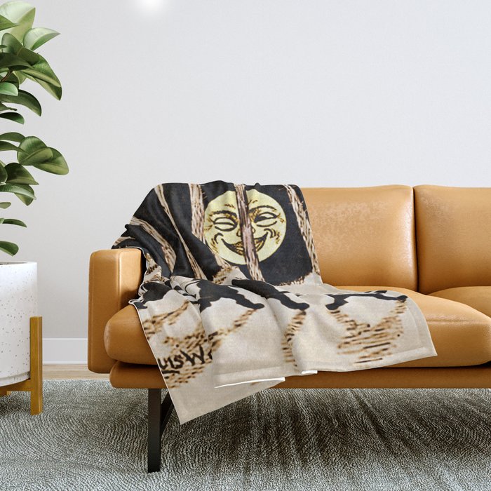 Louis Wain Black Cats & A Full Moon Throw Blanket Gallery Image 1