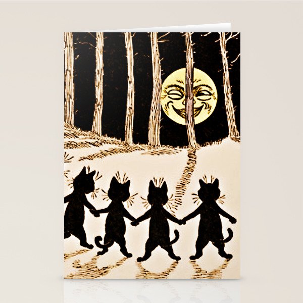 Louis Wain Black Cats & A Full Moon Stationery Card Gallery Image 2
