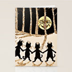 Louis Wain Black Cats & A Full Moon Stationery Card Gallery Image 2