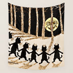 Louis Wain Black Cats & A Full Moon Wall Tapestry Gallery Image 4