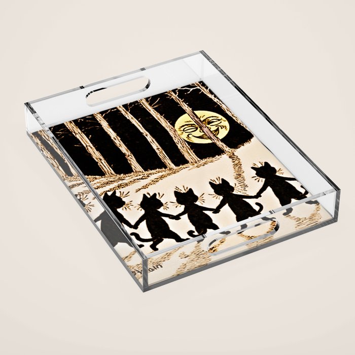 Louis Wain Black Cats & A Full Moon Acrylic Tray Gallery Image 1