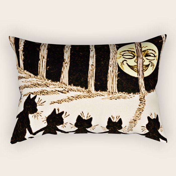 Louis Wain Black Cats & A Full Moon Rectangular Pillow Gallery Image 2