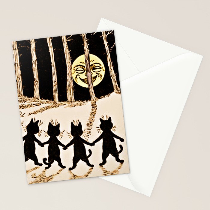 Louis Wain Black Cats & A Full Moon Stationery Card Gallery Image 2