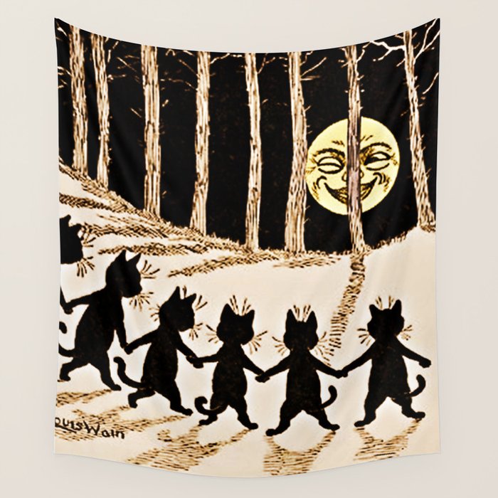 Louis Wain Black Cats & A Full Moon Wall Tapestry Gallery Image 1