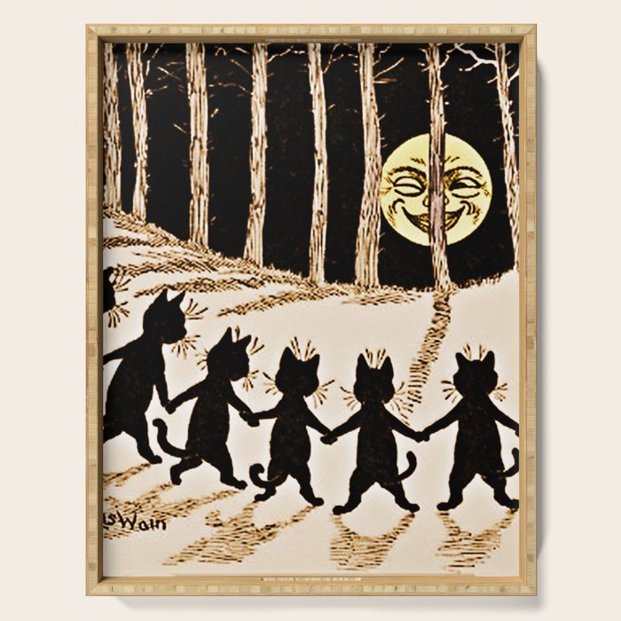 Louis Wain Black Cats & A Full Moon Serving Tray Gallery Image 1