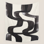 Mid Century Modern Minimalist Abstract Art Brush Strokes Black & White Ink Art Ripple Lines Wall Tapestry Gallery Image 4