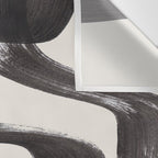 Mid Century Modern Minimalist Abstract Art Brush Strokes Black & White Ink Art Ripple Lines Wall Tapestry Gallery Image 3