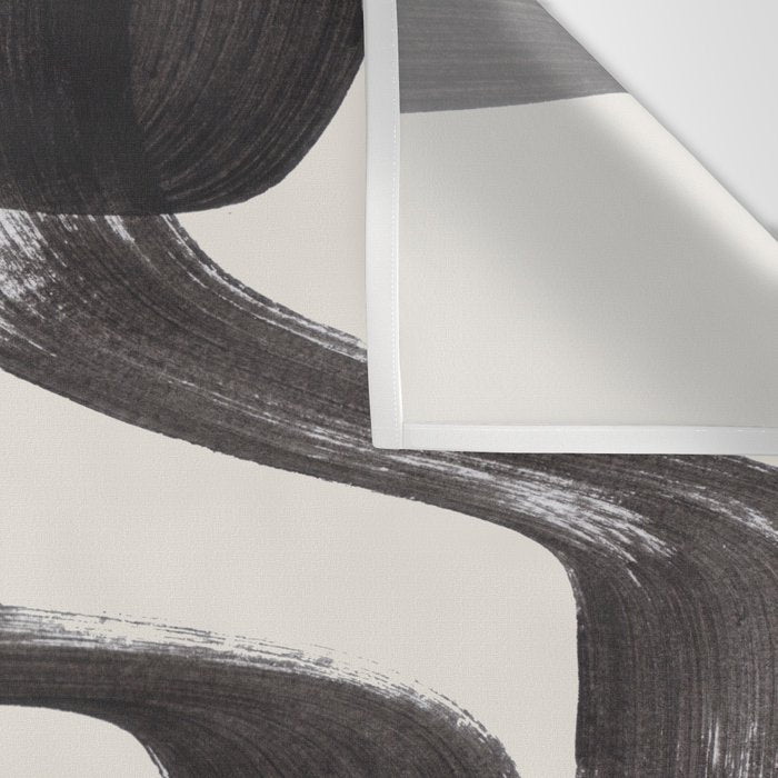 Mid Century Modern Minimalist Abstract Art Brush Strokes Black & White Ink Art Ripple Lines Wall Tapestry Gallery Image 3