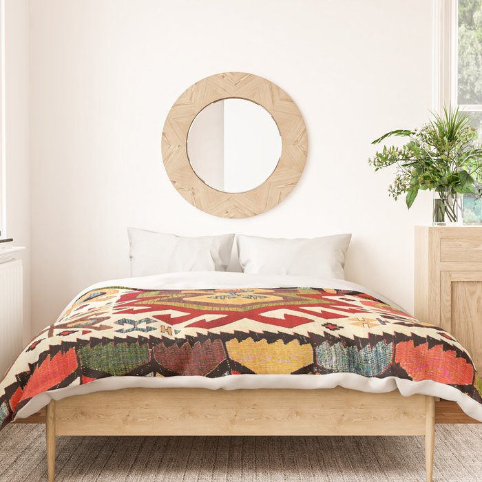 Hotamis  Antique Turkish Konya Turkmen Kilim Rug Print Duvet Cover Gallery Image 3