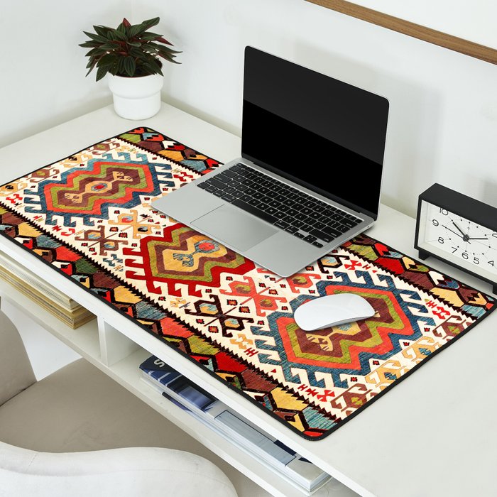 Hotamis  Antique Turkish Konya Turkmen Kilim Rug Print Desk Mat Gallery Image 2