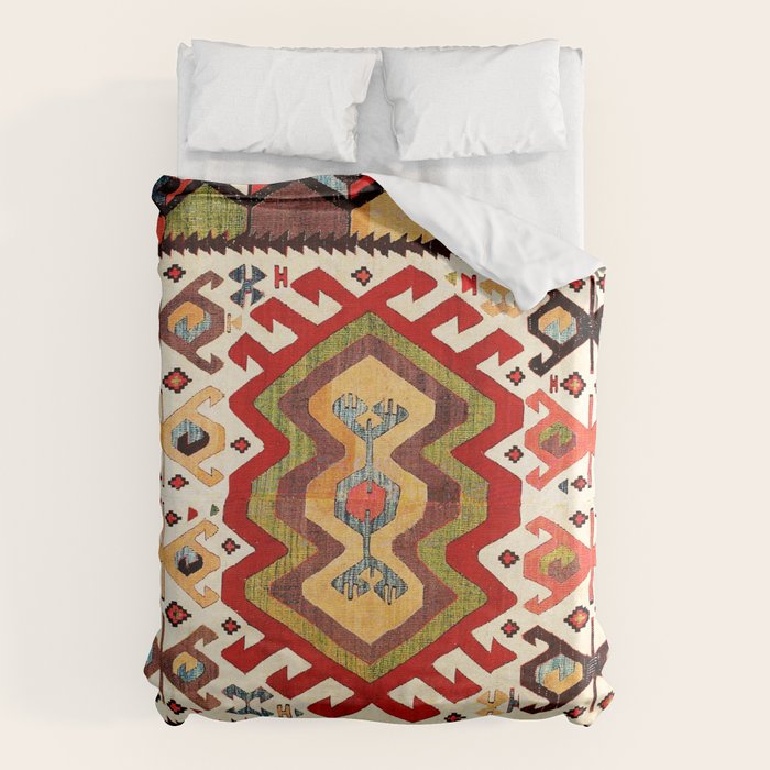 Hotamis  Antique Turkish Konya Turkmen Kilim Rug Print Duvet Cover Gallery Image 6