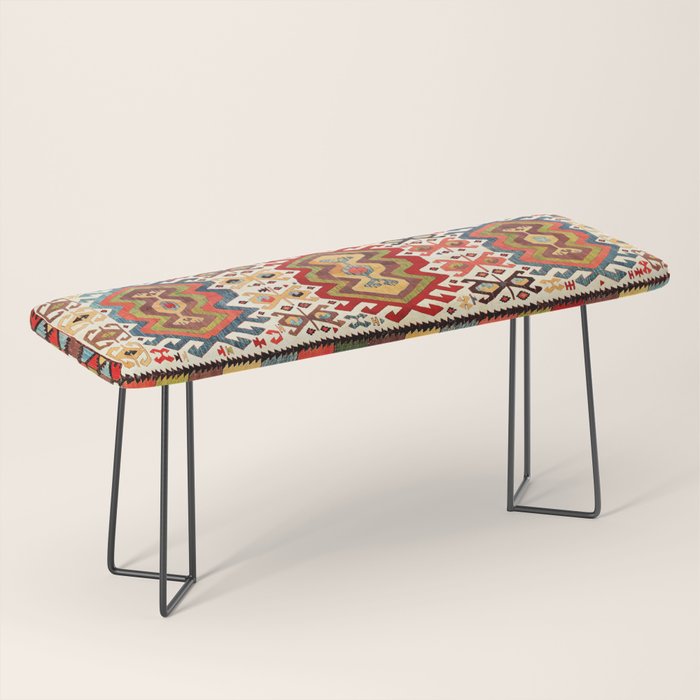 Hotamis  Antique Turkish Konya Turkmen Kilim Rug Print Bench Gallery Image 1