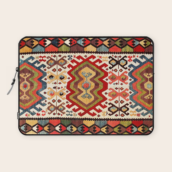 Hotamis  Antique Turkish Konya Turkmen Kilim Rug Print Laptop Sleeve Gallery Image 1