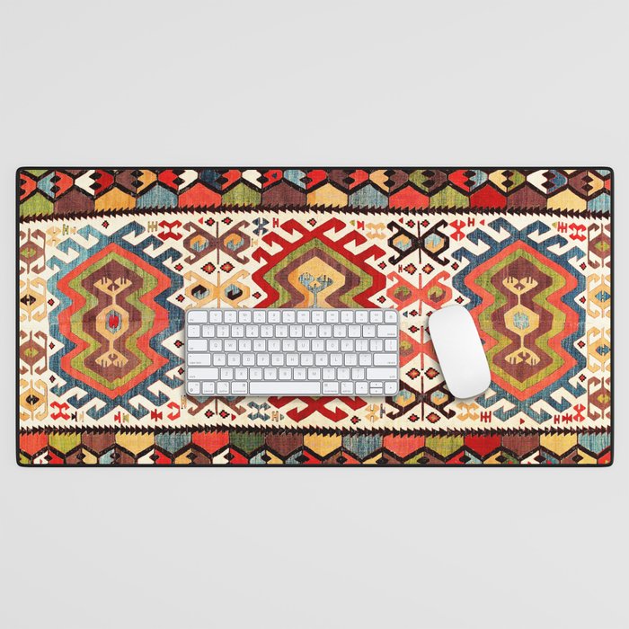 Hotamis  Antique Turkish Konya Turkmen Kilim Rug Print Desk Mat Gallery Image 1