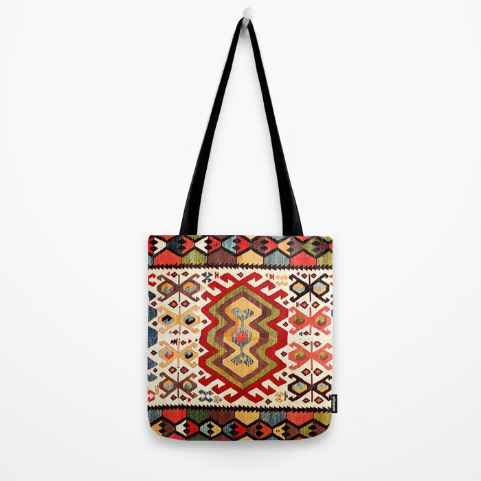 Hotamis  Antique Turkish Konya Turkmen Kilim Rug Print Tote Bag Gallery Image 2