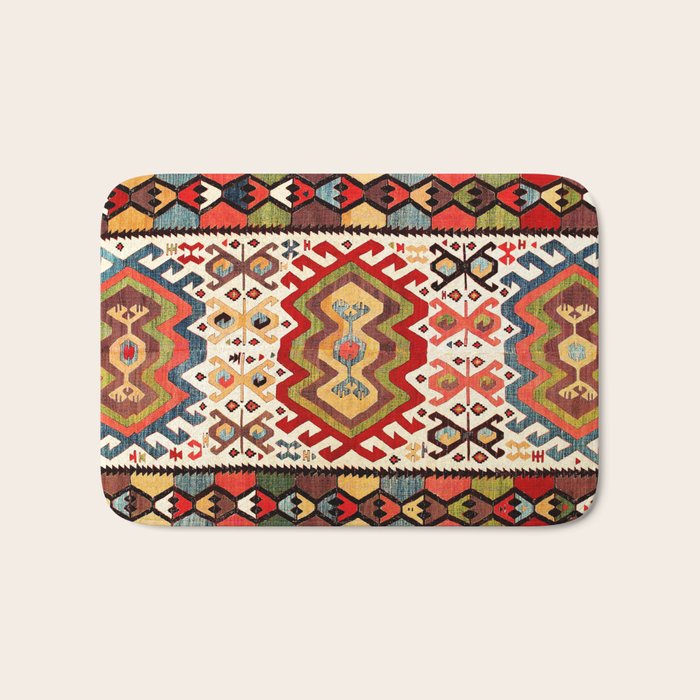 Hotamis  Antique Turkish Konya Turkmen Kilim Rug Print Bath Mat Gallery Image 1