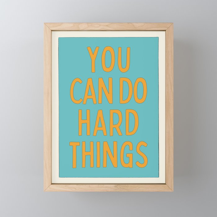 You Can Do Hard Things - Retro Typography in Blue and Orange Mini Art Print Gallery Image 1
