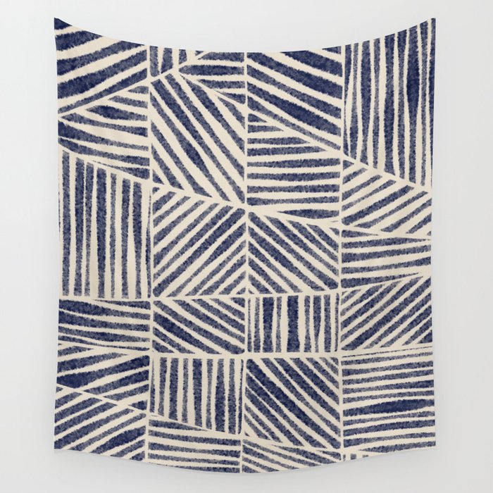 Navy Blue Striped Pattern #1 Wall Tapestry Gallery Image 4