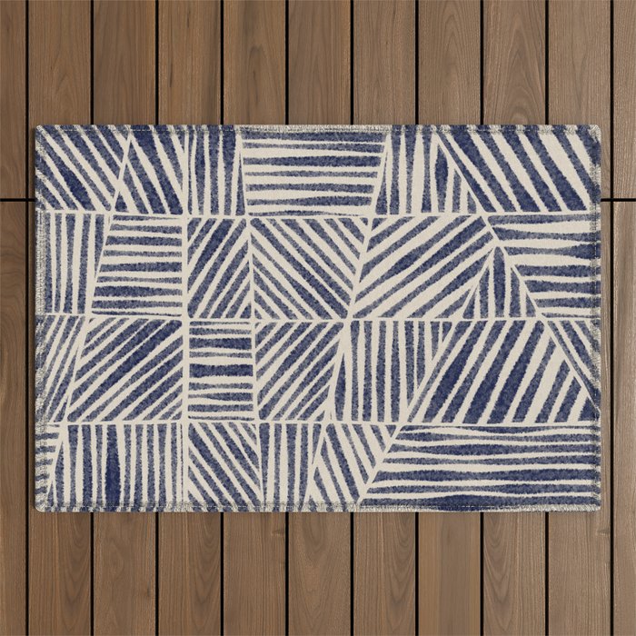 Navy Blue Striped Pattern #1 Outdoor Rug Gallery Image 1