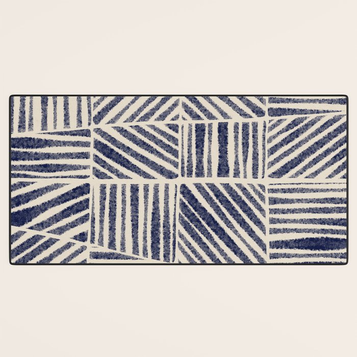 Navy Blue Striped Pattern #1 Desk Mat Gallery Image 3