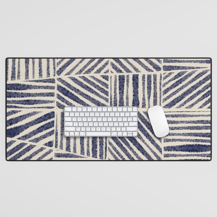 Navy Blue Striped Pattern #1 Desk Mat Gallery Image 1