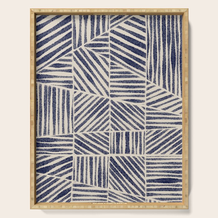 Navy Blue Striped Pattern #1 Serving Tray Gallery Image 1