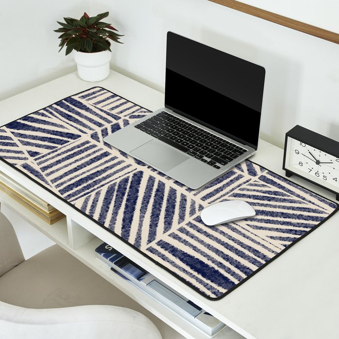 Navy Blue Striped Pattern #1 Desk Mat Gallery Image 2