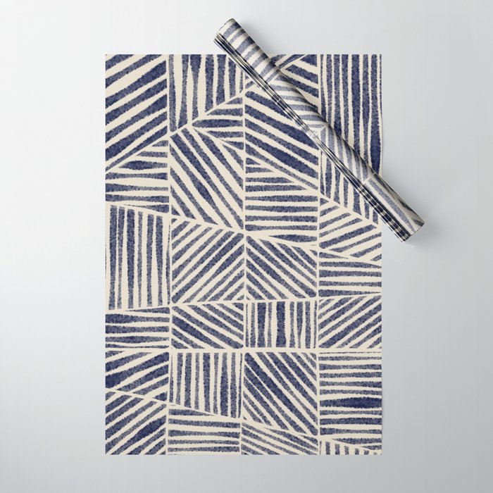 Navy Blue Striped Pattern #1 Wrapping Paper Gallery Image 1