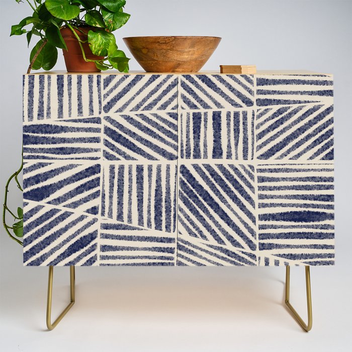Navy Blue Striped Pattern #1 Credenza Gallery Image 1